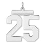 Polished Number 25 Charm Pendant in Real 925 Sterling Silver
