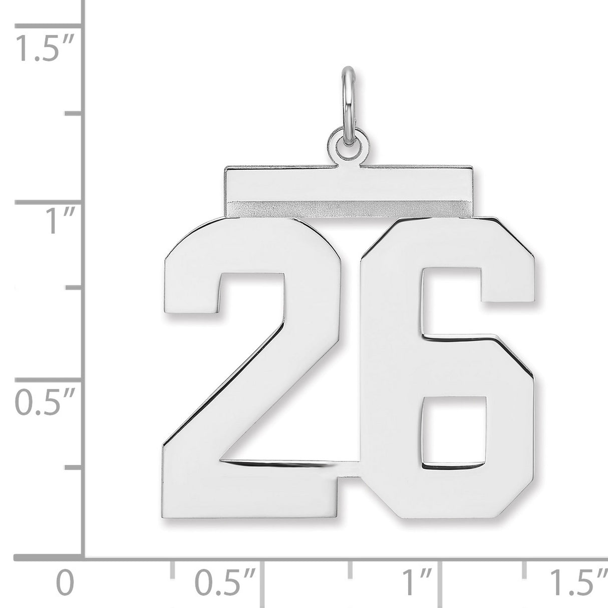 Polished Number 26 Charm Pendant in Real 925 Sterling Silver