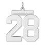 Polished Number 28 Charm Pendant in Real 925 Sterling Silver