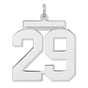 Polished Number 29 Charm Pendant in Real 925 Sterling Silver