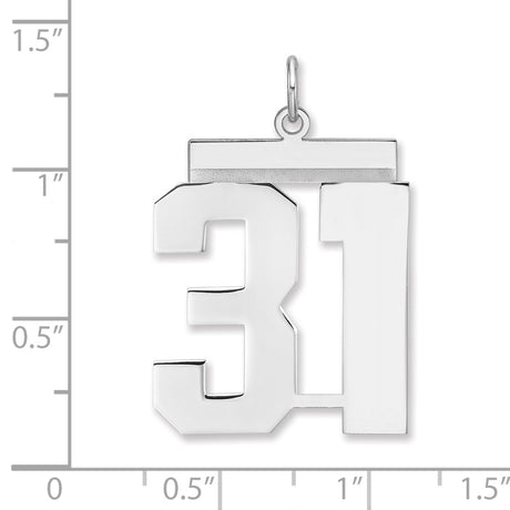 Polished Number 31 Charm Pendant in Real 925 Sterling Silver