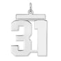Polished Number 31 Charm Pendant in Real 925 Sterling Silver