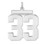 Polished Number 33 Charm Pendant in Real 925 Sterling Silver