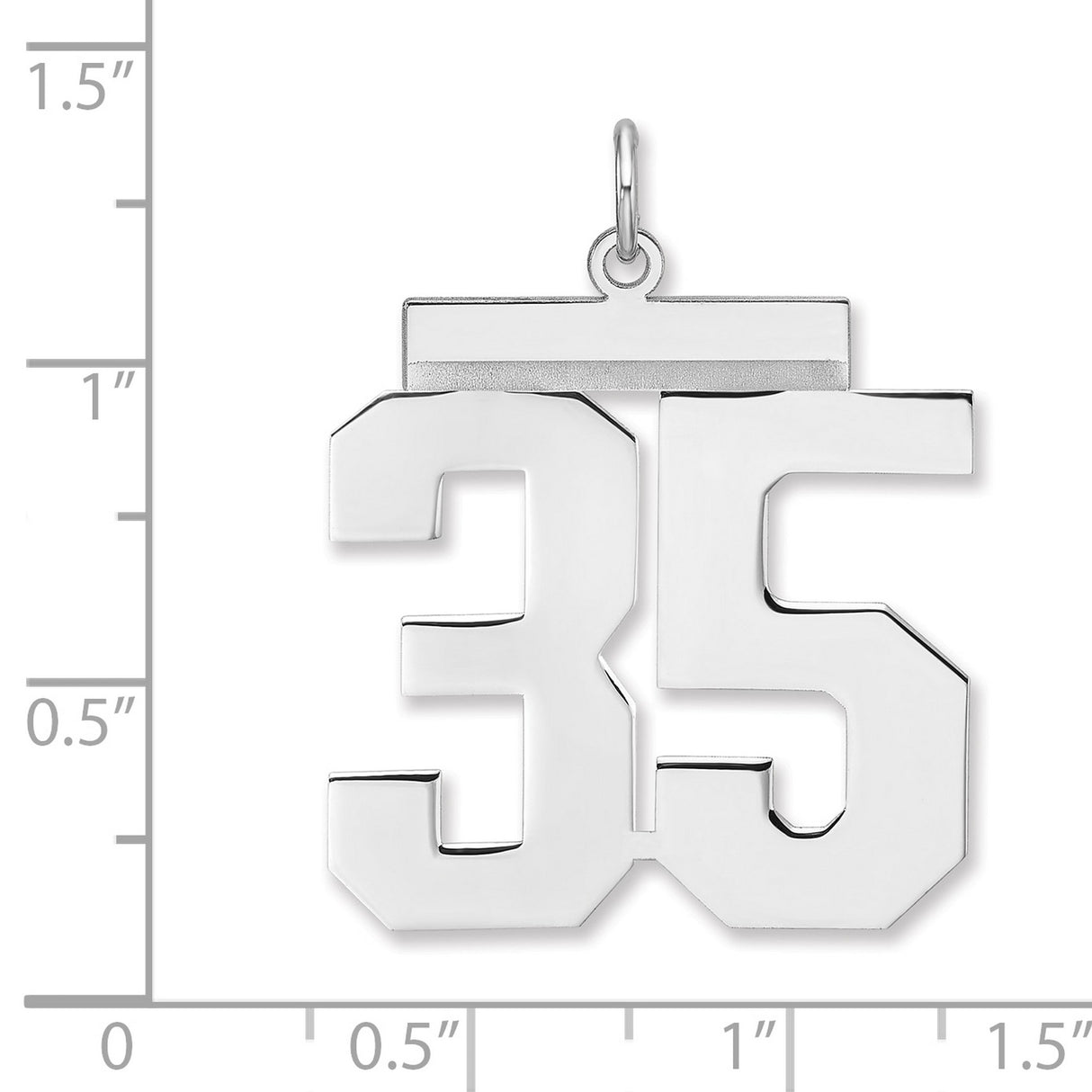 Polished Number 35 Charm Pendant in Real 925 Sterling Silver
