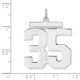 Polished Number 35 Charm Pendant in Real 925 Sterling Silver
