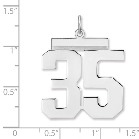 Polished Number 35 Charm Pendant in Real 925 Sterling Silver