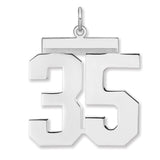 Polished Number 35 Charm Pendant in Real 925 Sterling Silver