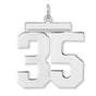 Polished Number 35 Charm Pendant in Real 925 Sterling Silver