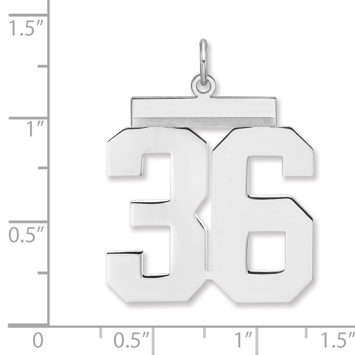 Polished Number 36 Charm Pendant in Real 925 Sterling Silver