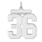 Polished Number 36 Charm Pendant in Real 925 Sterling Silver