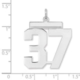 Polished Number 37 Charm Pendant in Real 925 Sterling Silver