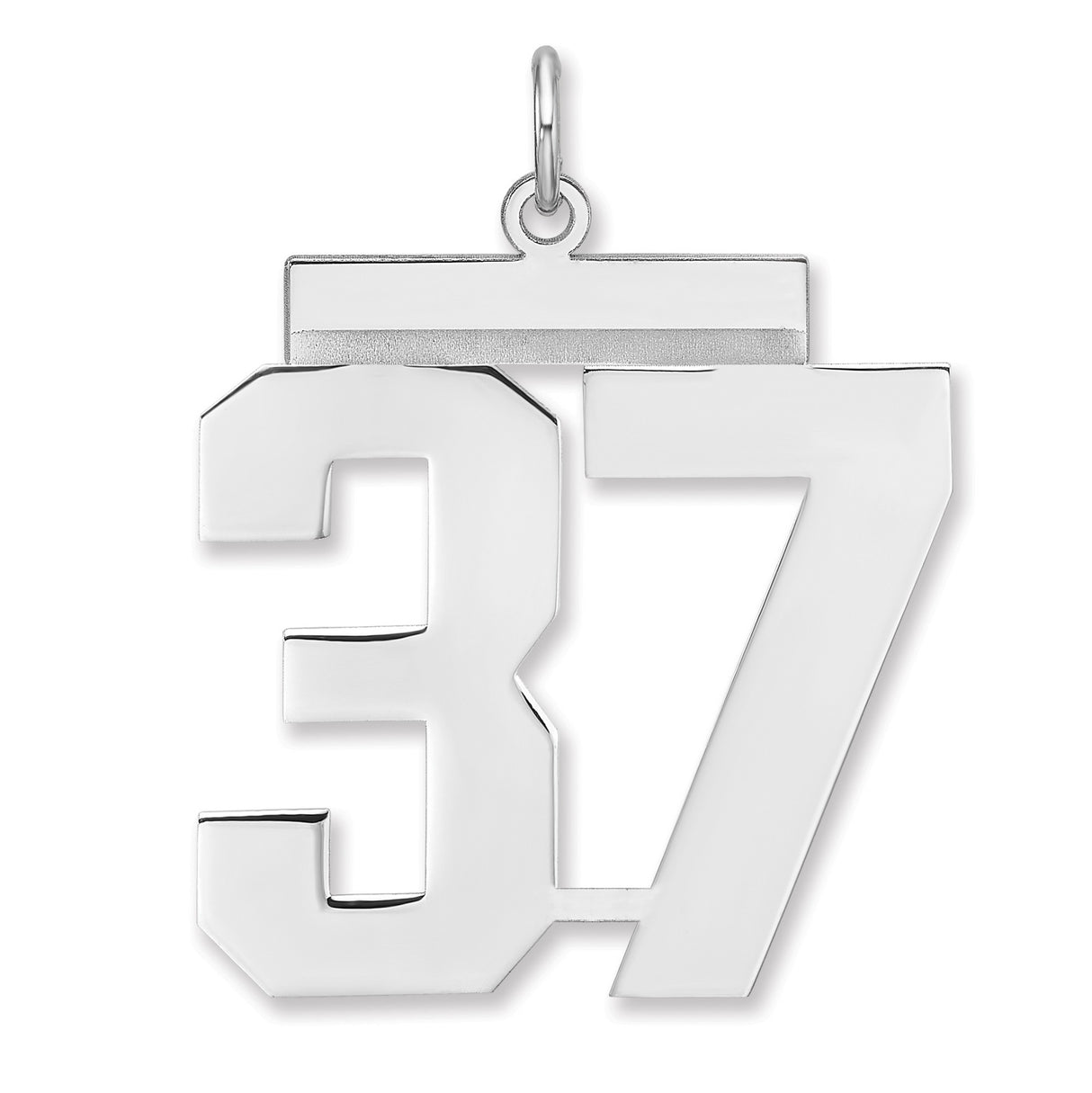 Polished Number 37 Charm Pendant in Real 925 Sterling Silver