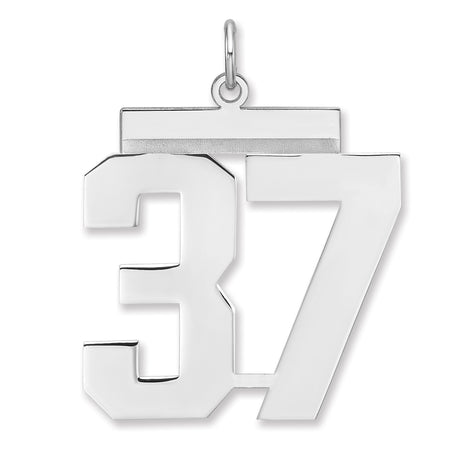 Polished Number 37 Charm Pendant in Real 925 Sterling Silver