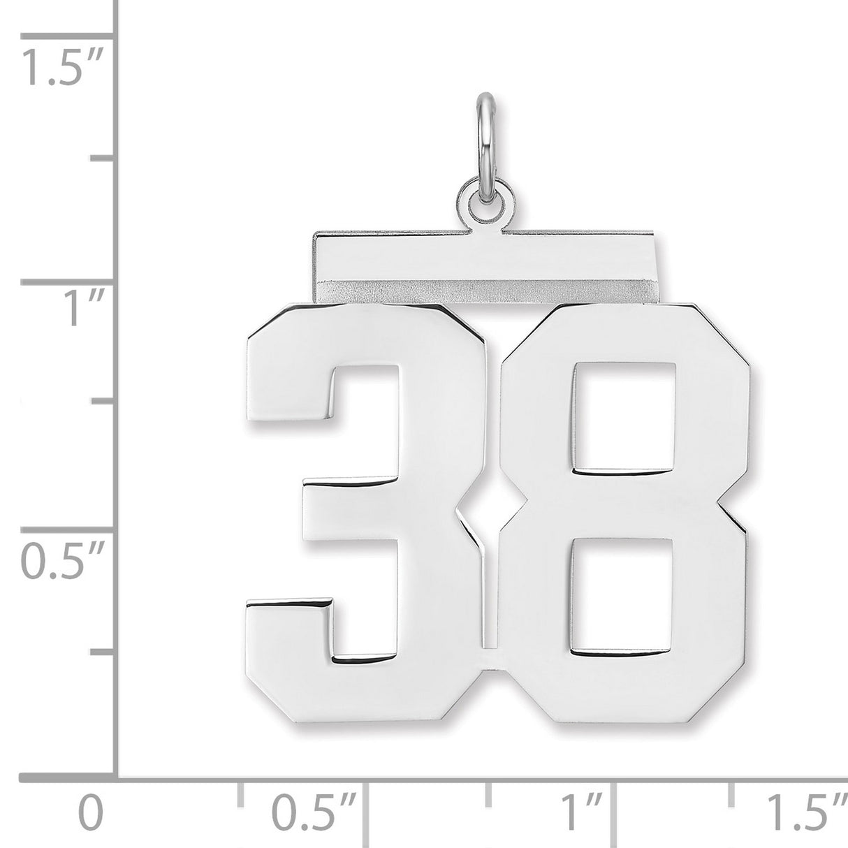 Polished Number 38 Charm Pendant in Real 925 Sterling Silver