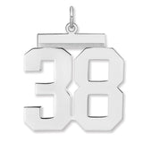 Polished Number 38 Charm Pendant in Real 925 Sterling Silver