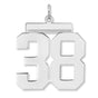 Polished Number 38 Charm Pendant in Real 925 Sterling Silver