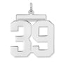 Polished Number 39 Charm Pendant in Real 925 Sterling Silver