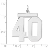 Polished Number 40 Charm Pendant in Real 925 Sterling Silver