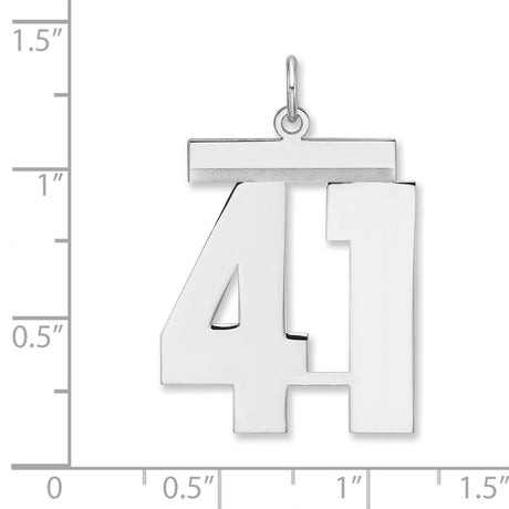 Polished Number 41 Charm Pendant in Real 925 Sterling Silver