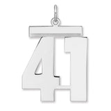 Polished Number 41 Charm Pendant in Real 925 Sterling Silver