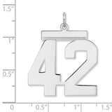 Polished Number 42 Charm Pendant in Real 925 Sterling Silver
