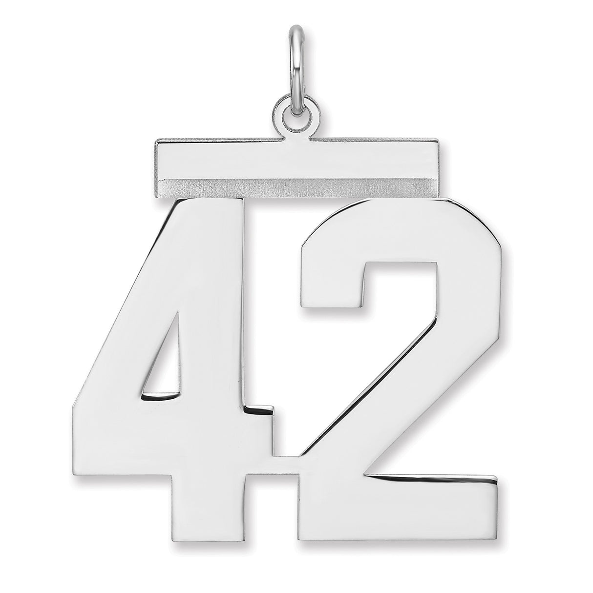 Polished Number 42 Charm Pendant in Real 925 Sterling Silver
