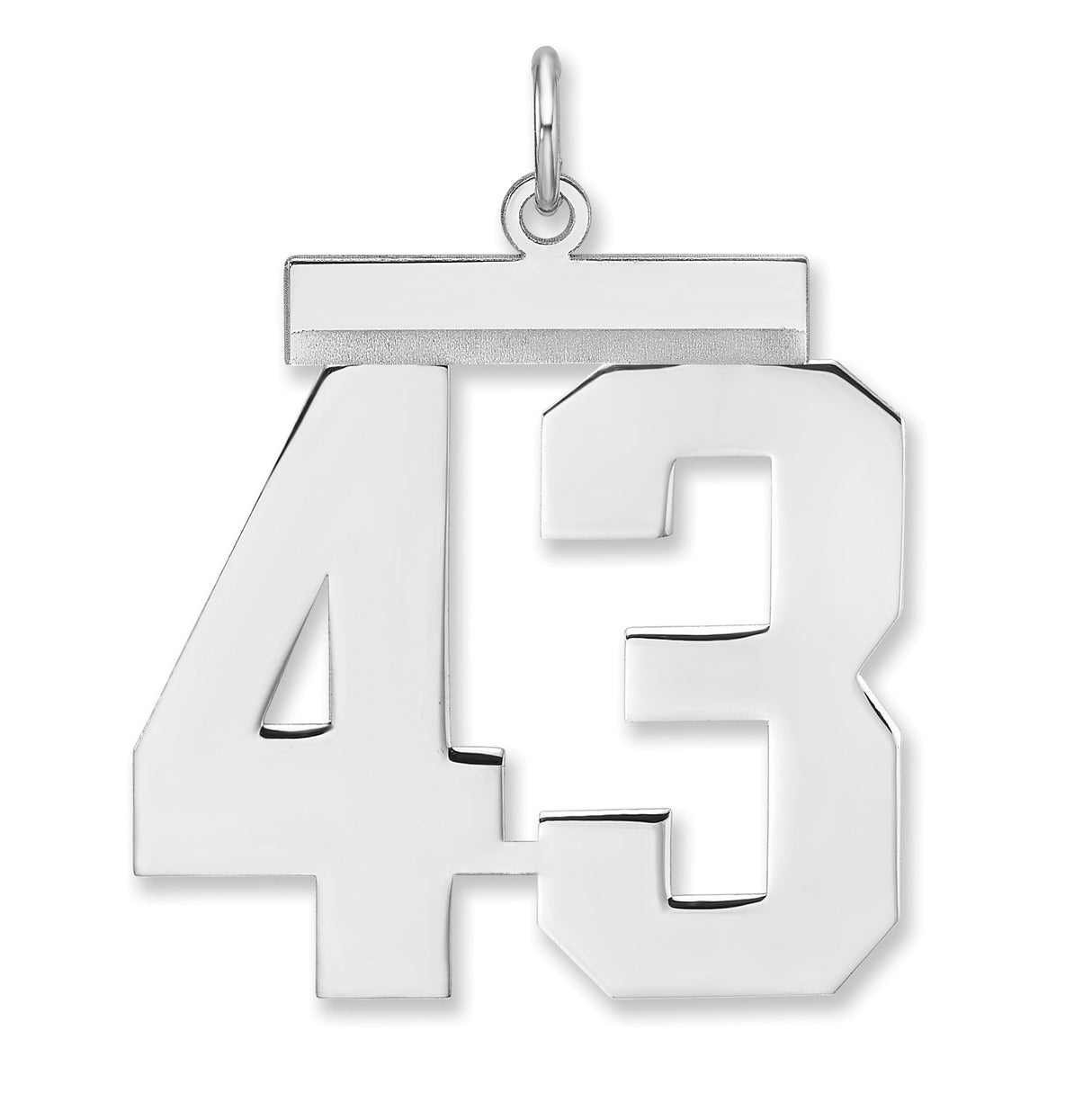 Polished Number 43 Charm Pendant in Real 925 Sterling Silver