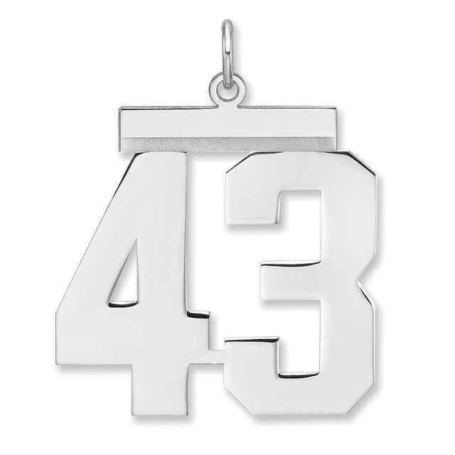 Polished Number 43 Charm Pendant in Real 925 Sterling Silver