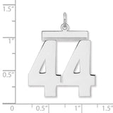 Polished Number 44 Charm Pendant in Real 925 Sterling Silver