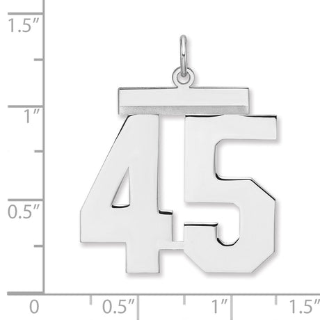Polished Number 45 Charm Pendant in Real 925 Sterling Silver