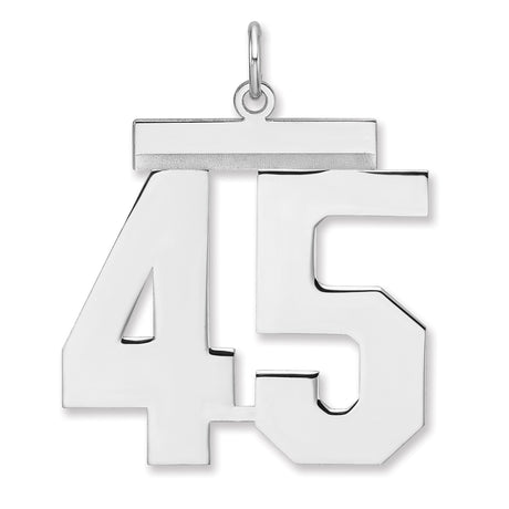 Polished Number 45 Charm Pendant in Real 925 Sterling Silver
