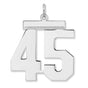 Polished Number 45 Charm Pendant in Real 925 Sterling Silver