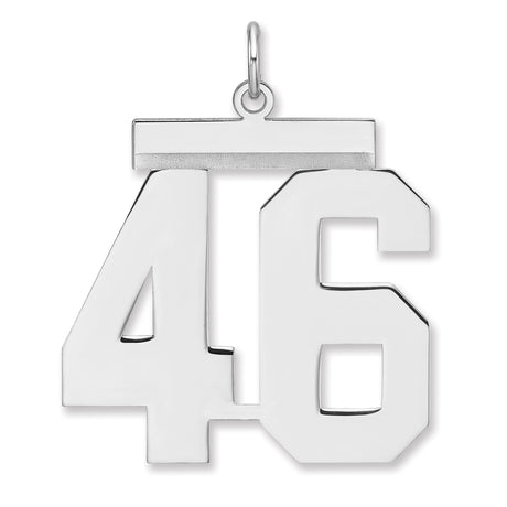 Polished Number 46 Charm Pendant in Real 925 Sterling Silver