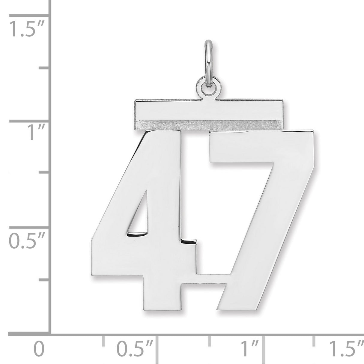 Polished Number 47 Charm Pendant in Real 925 Sterling Silver