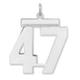 Polished Number 47 Charm Pendant in Real 925 Sterling Silver