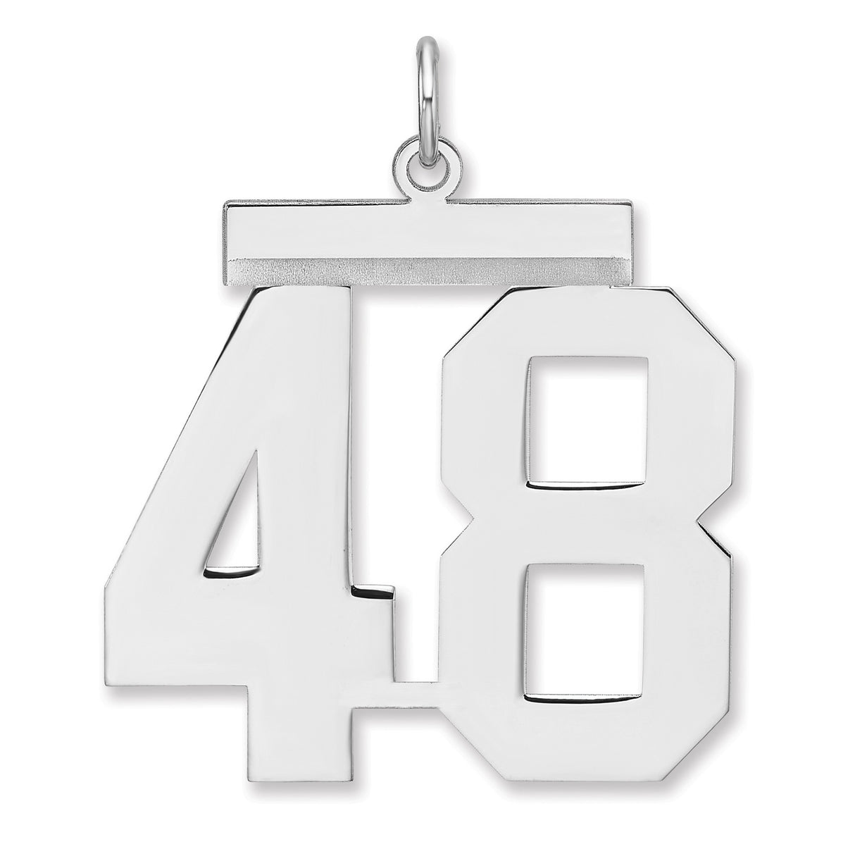 Polished Number 48 Charm Pendant in Real 925 Sterling Silver