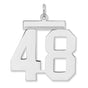 Polished Number 48 Charm Pendant in Real 925 Sterling Silver