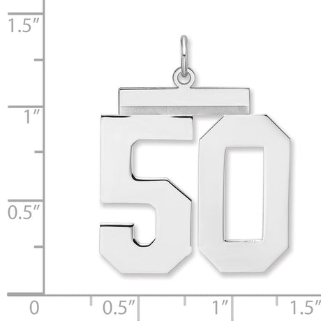 Polished Number 50 Charm Pendant in Real 925 Sterling Silver
