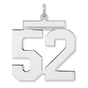 Polished Number 52 Charm Pendant in Real 925 Sterling Silver