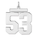 Polished Number 53 Charm Pendant in Real 925 Sterling Silver