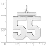 Polished Number 55 Charm Pendant in Real 925 Sterling Silver