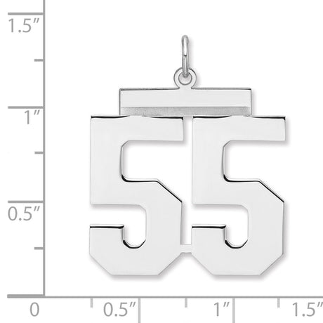 Polished Number 55 Charm Pendant in Real 925 Sterling Silver