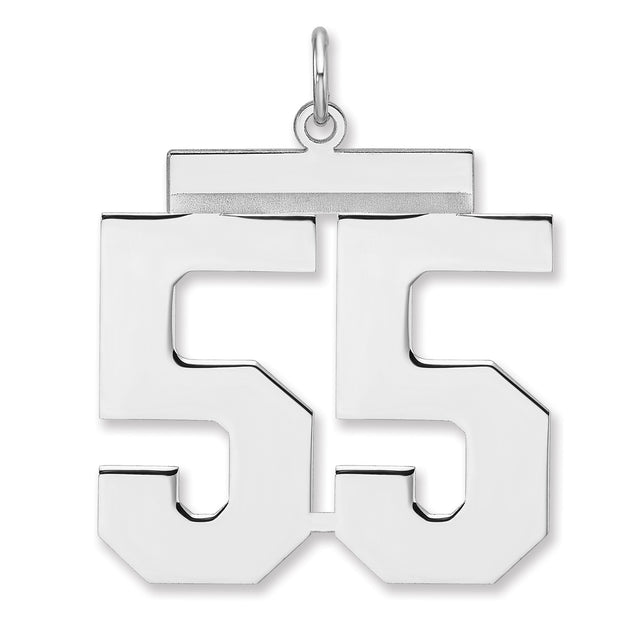Polished Number 55 Charm Pendant in Real 925 Sterling Silver