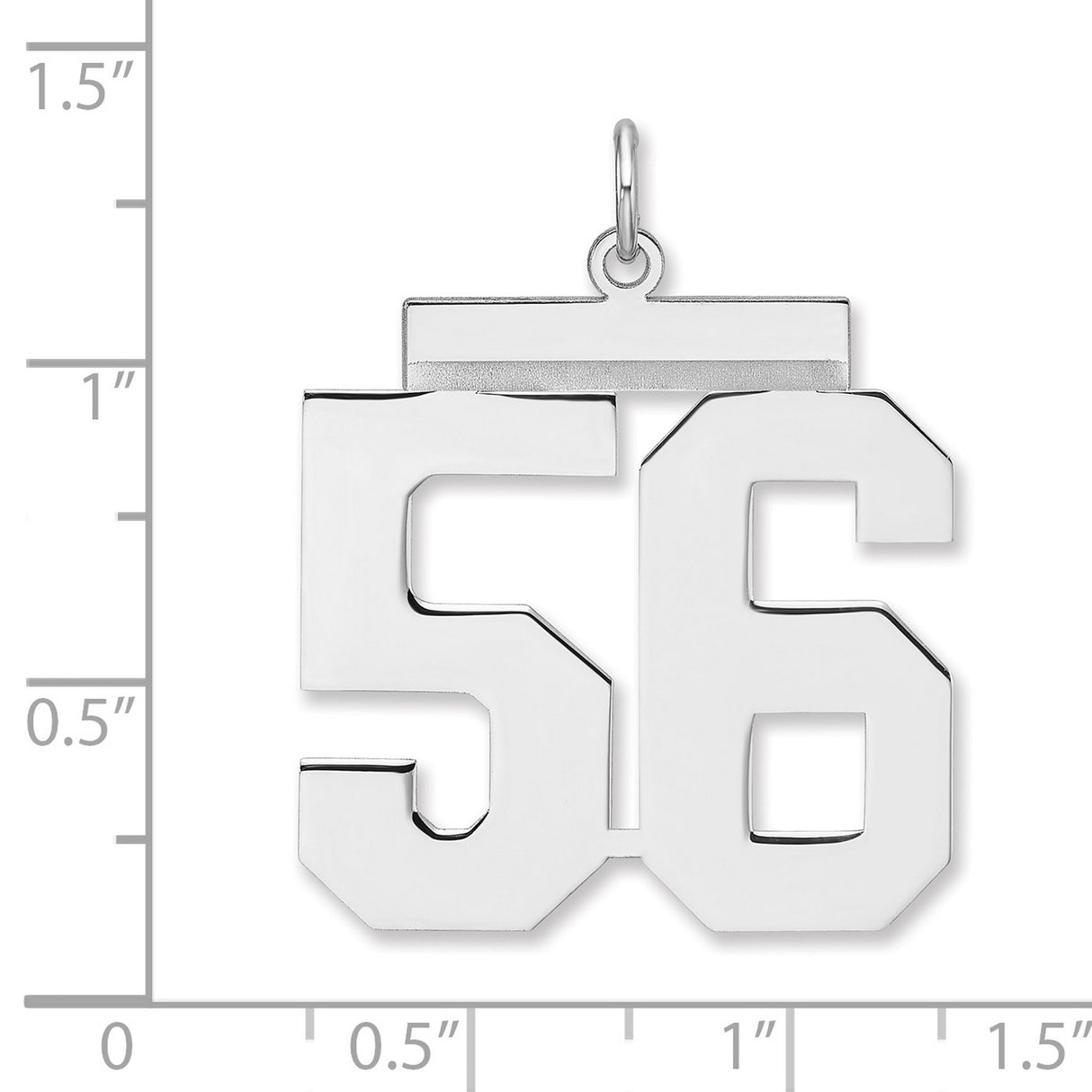 Polished Number 56 Charm Pendant in Real 925 Sterling Silver
