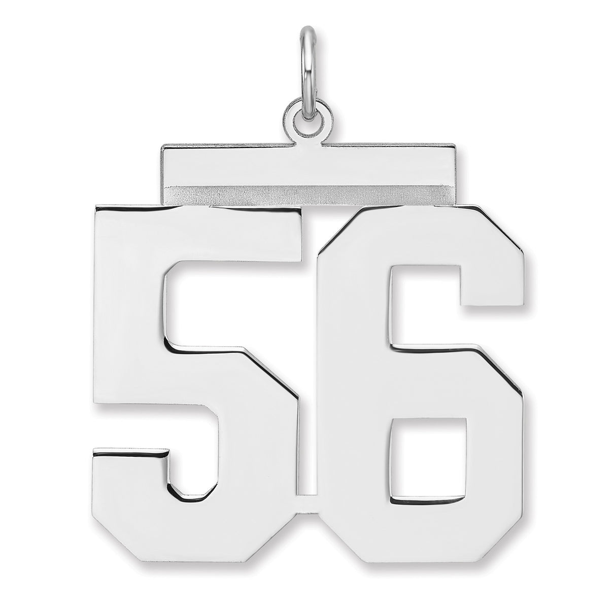 Polished Number 56 Charm Pendant in Real 925 Sterling Silver