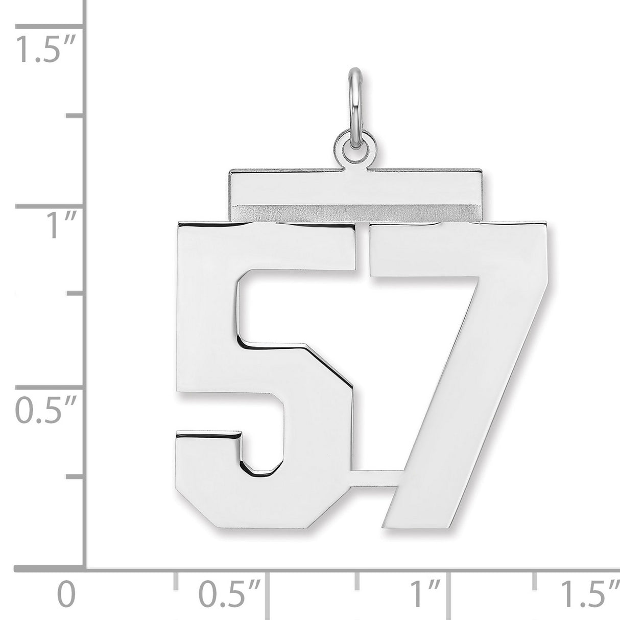 Polished Number 57 Charm Pendant in Real 925 Sterling Silver