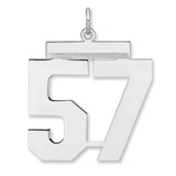Polished Number 57 Charm Pendant in Real 925 Sterling Silver
