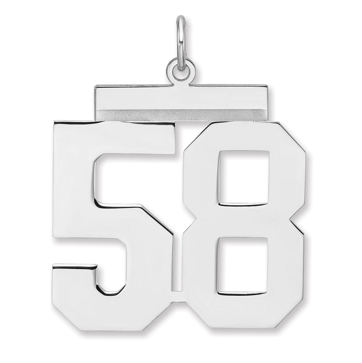 Polished Number 58 Charm Pendant in Real 925 Sterling Silver