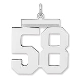 Polished Number 58 Charm Pendant in Real 925 Sterling Silver