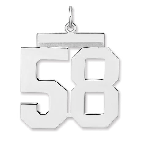 Polished Number 58 Charm Pendant in Real 925 Sterling Silver